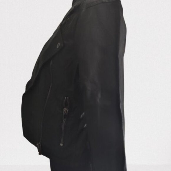 Blank NYC Short FAUX Leather Women's Biker Jacket Size Small Black - Picture 3 of 10